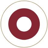 Red, white, and gold bullet point graphic